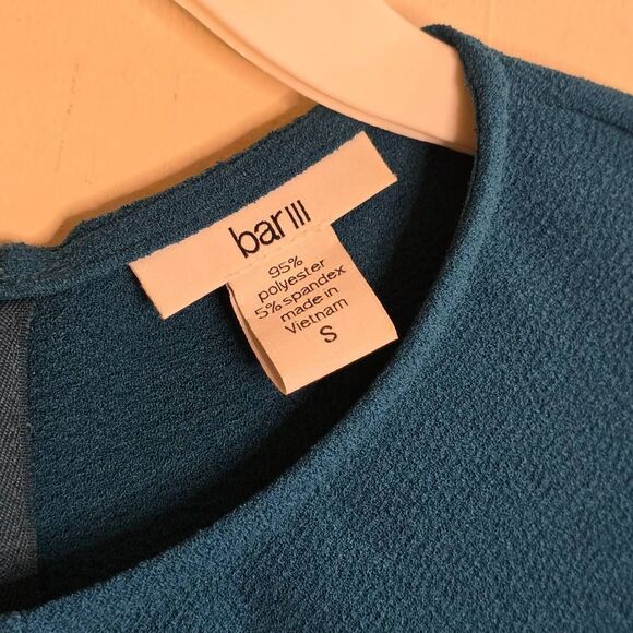 Bar III Sheath Dress Women’s Size Small Teal Blue Knotted Knee Length Work Party - Picture 3 of 15